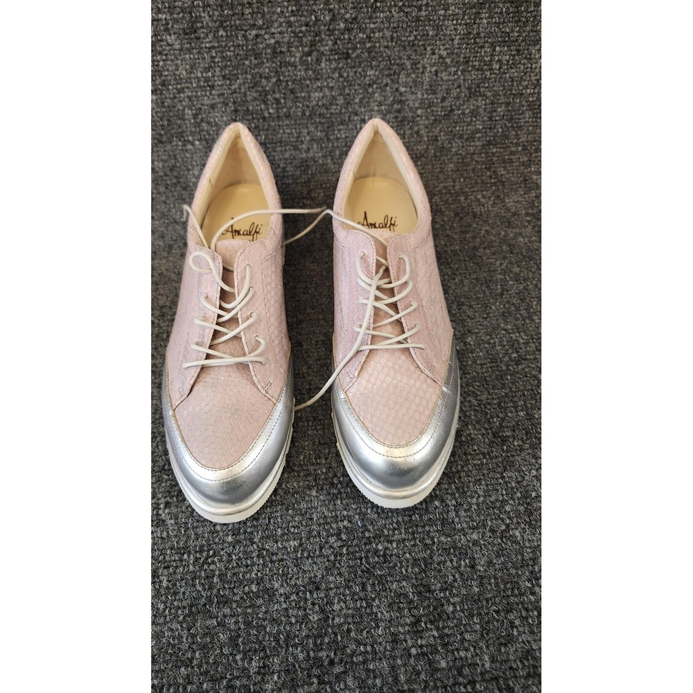 Amalfi By Rangoni Shoes Womens 8 Pink Leather Lace Up Casual Sneaker‎ Made Italy